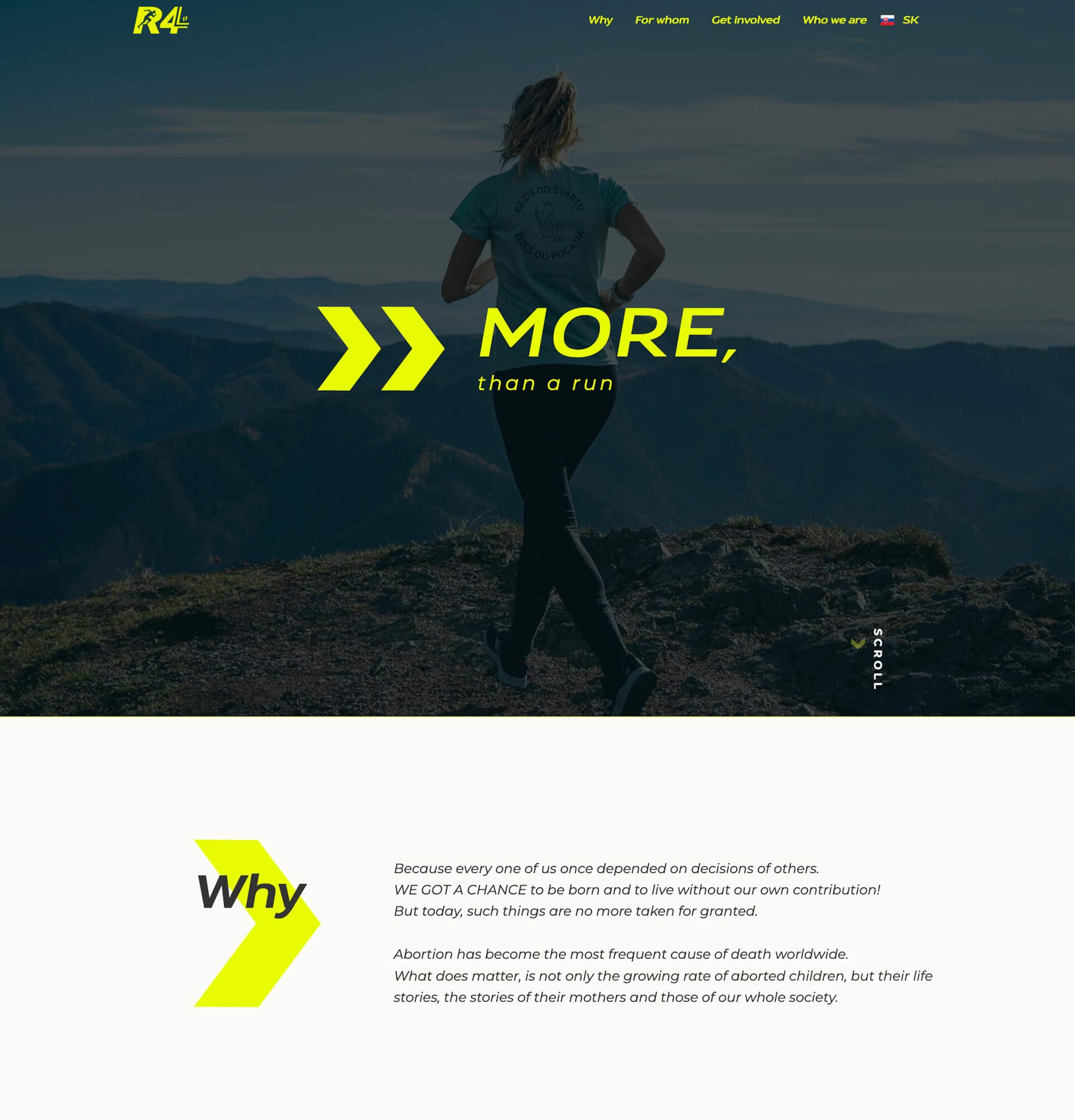 Webdesign Projekt Run4Life – Website Mockup Startseite mit Läuferin in den Bergen, erstellt von Milan Istvan